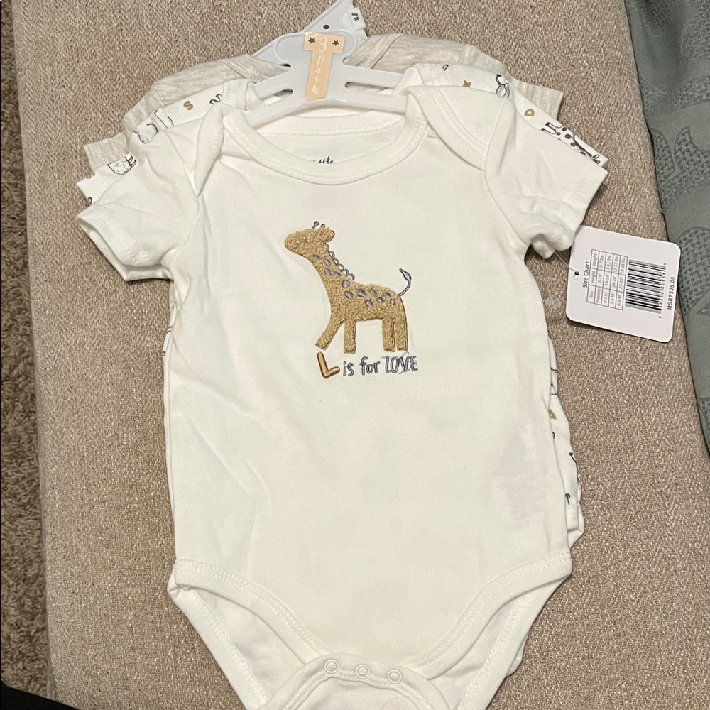Baby Giraffe Print Onesie - Cream